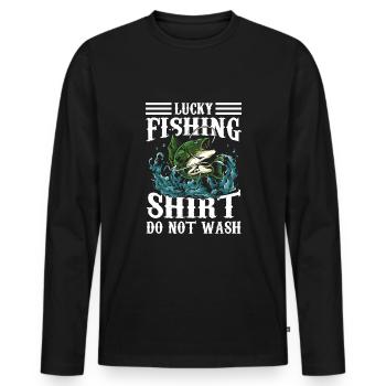 Happy fishing - Men's Premium Organic Long Sleeve Shirt - black - Front - Nico (187cm)