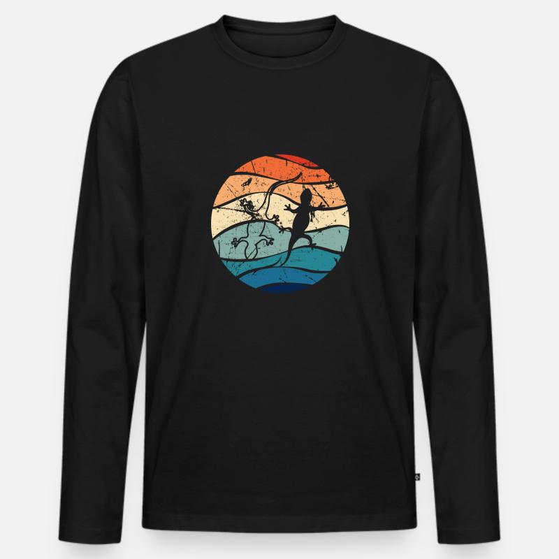 Eidechse Lizard Echse Reptil Gecko Leguan Geschenk - Männer Premium Bio Langarmshirt - Schwarz