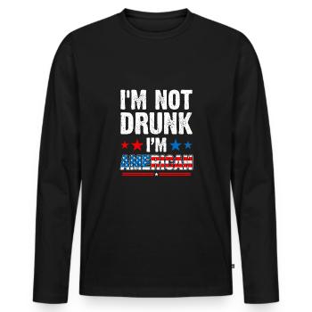 Je ne suis pas ivre, je suis américain. - T-shirt manches longues Premium bio Homme - noir - Devant - Nico (187cm)