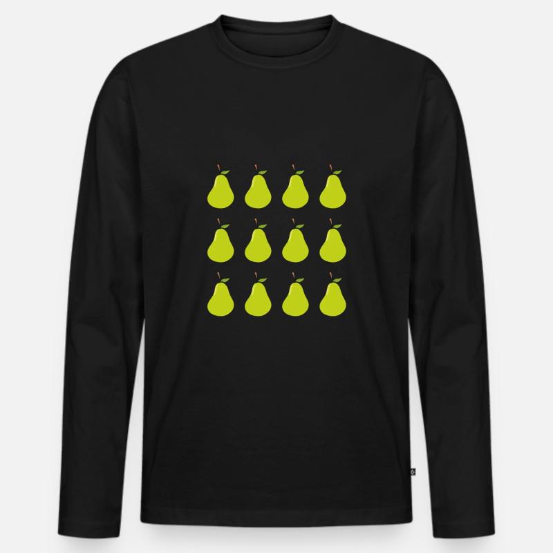 Birne Muster Obst - Männer Premium Bio Langarmshirt - Schwarz