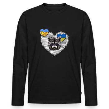 UKRAINE waschbär "the cherson raccoon-platoon" - Männer Premium Bio Langarmshirt - Schwarz - Vorne - Nico (187cm)