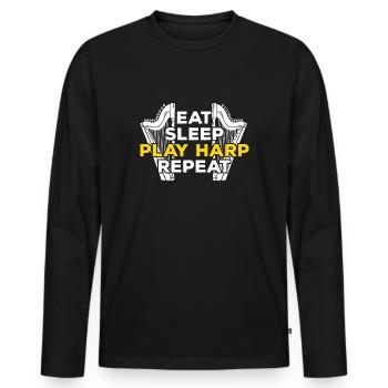 Harp - Men's Premium Organic Long Sleeve Shirt - black - Front - Nico (187cm)