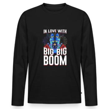 Big Big Boom Feux d’artifice Réveillon du Nouvel An Fête du Nouvel An - T-shirt manches longues Premium bio Homme - noir - Devant - Nico (187cm)