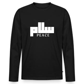 Salam Peace Arabic Calligraphy - Männer Premium Bio Langarmshirt - Schwarz - Vorne - Nico (187cm)
