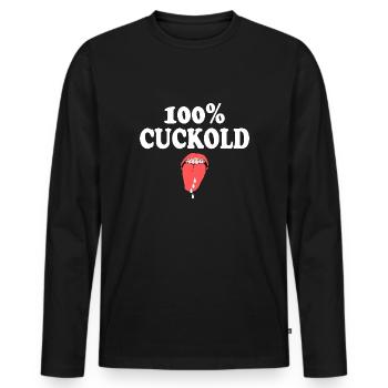 cuckold - Men's Premium Organic Long Sleeve Shirt - black - Front - Nico (187cm)