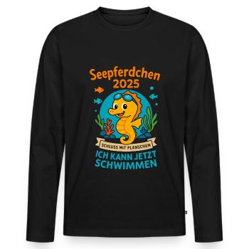 Kinder Seepferdchen Bestanden Abzeichen - Männer Premium Bio Langarmshirt - Schwarz - Vorne - Nico (187cm)