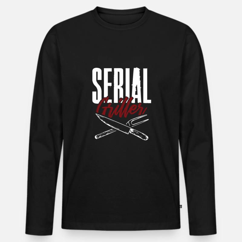 serial griller - Männer Premium Bio Langarmshirt - Schwarz