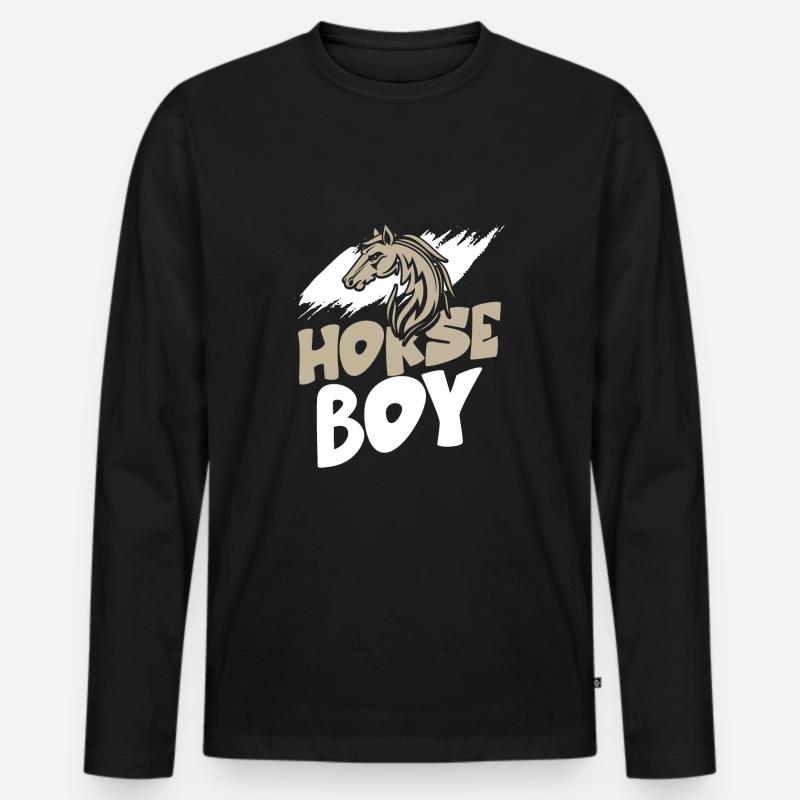 pferde junge - Männer Premium Bio Langarmshirt - Schwarz