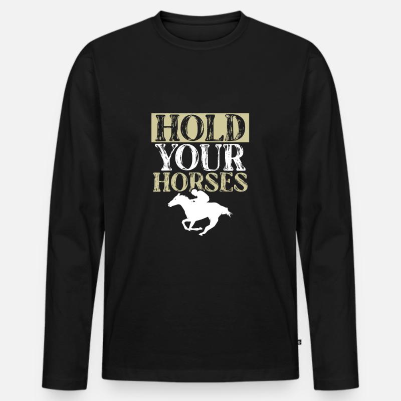 pferde horse - Männer Premium Bio Langarmshirt - Schwarz
