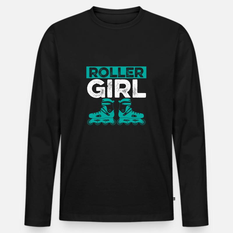 roller girl inline skate - Männer Premium Bio Langarmshirt - Schwarz