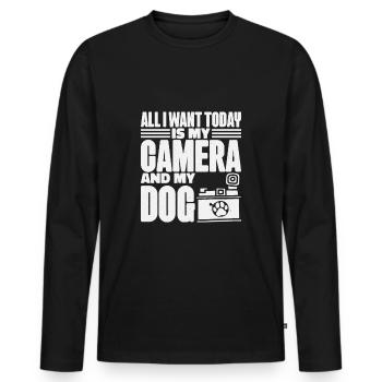 Photographe Caméra Photo Photo Photo - T-shirt manches longues Premium bio Homme - noir - Devant - Nico (187cm)