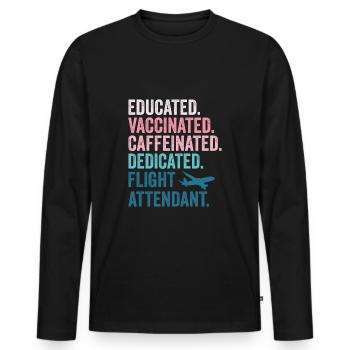 Membre de l’équipage de cabine Flight Attendant Hôtesse de bord - T-shirt manches longues Premium bio Homme - noir - Devant - Nico (187cm)