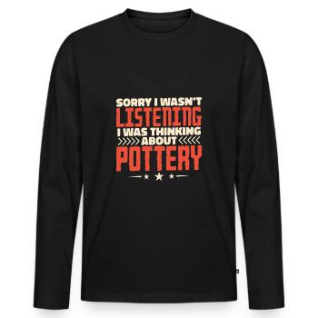 Poterie poterie potiers bricoleurs cadeau - T-shirt manches longues Premium bio Homme - noir - Devant - Nico (187cm)