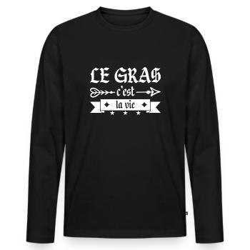 Le Gras C'est La Vie - T-shirt manches longues Premium bio Homme - noir - Devant - Nico (187cm)