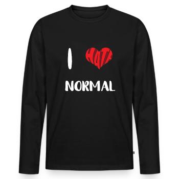 Hate Normal Stop Hate Anti Hate - Men's Premium Organic Long Sleeve Shirt - black - Front - Nico (187cm)