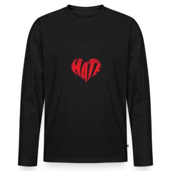 Pas de haine Aversion Stop Haine Anti Haine - T-shirt manches longues Premium bio Homme - noir - Devant - Nico (187cm)