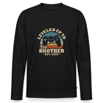 Promu grand frère en 2025 - T-shirt manches longues Premium bio Homme - noir - Devant - Nico (187cm)