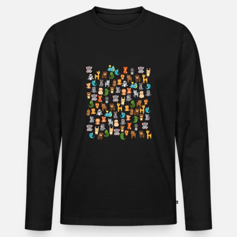 süße Comic Tiere kawaii - Männer Premium Bio Langarmshirt - Schwarz