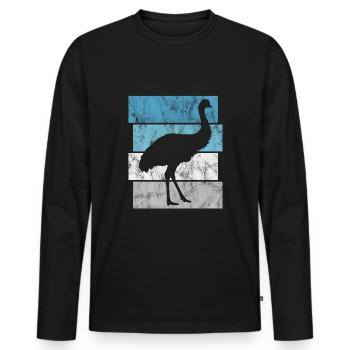 Laufvogel Dromaius Retro Strauß Emu Australien - Männer Premium Bio Langarmshirt - Schwarz - Vorne - Nico (187cm)