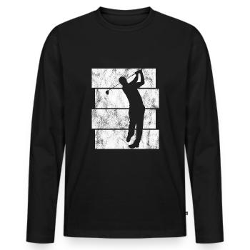Golfer retro golfer golf clubs golfing golf - Men's Premium Organic Long Sleeve Shirt - black - Front - Nico (187cm)