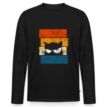Chat chat - T-shirt manches longues Premium bio Homme - noir - Devant - Nico (187cm)