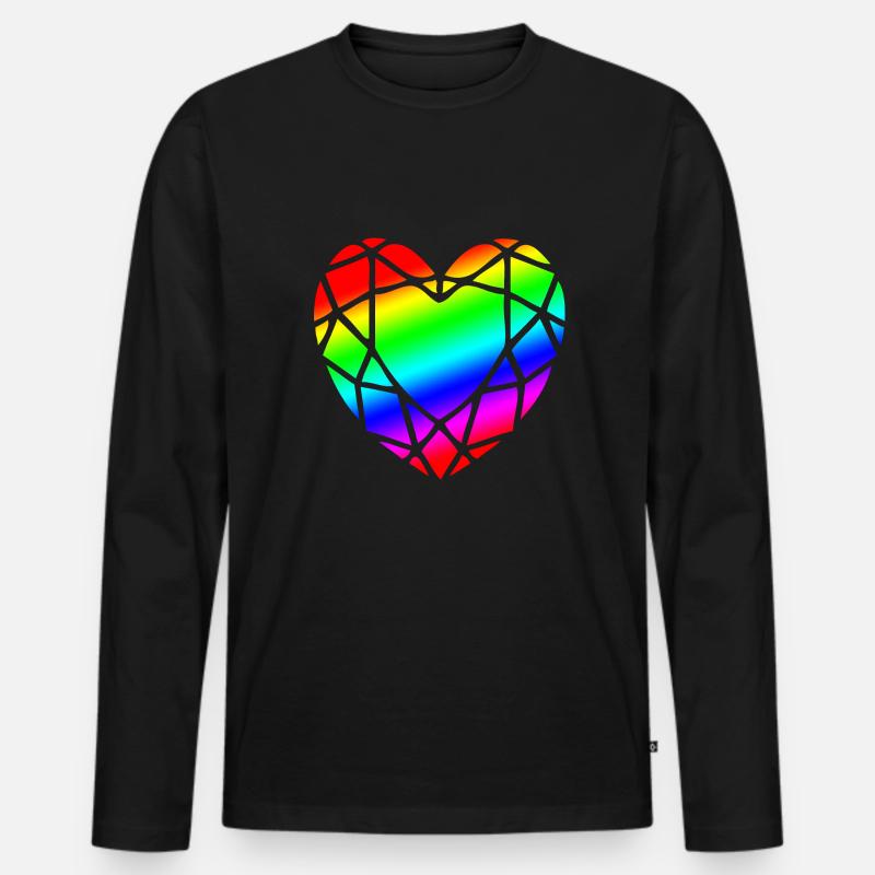 LGBTQ Pride Herz Diamantform - Männer Premium Bio Langarmshirt - Schwarz