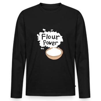 Flour Power - Männer Premium Bio Langarmshirt - Schwarz - Vorne - Nico (187cm)