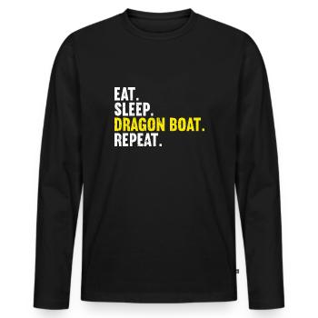Dragon Boat - Men's Premium Organic Long Sleeve Shirt - black - Front - Nico (187cm)