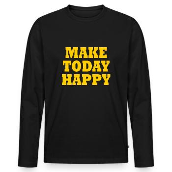 Make today happy - T-shirt manches longues Premium bio Homme - noir - Devant - Nico (187cm)