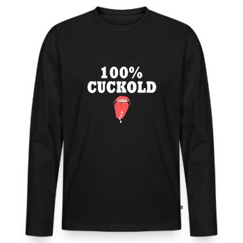 cuckold - Männer Premium Bio Langarmshirt - Schwarz - Vorne - Nico (187cm)
