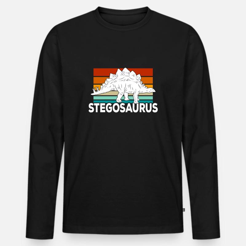 Stegosaurus Dino - Männer Premium Bio Langarmshirt - Schwarz