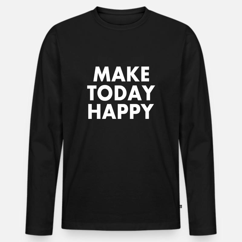 Make today happy - Männer Premium Bio Langarmshirt - Schwarz