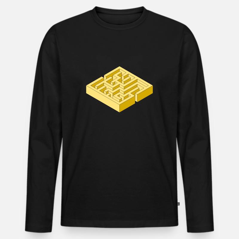 Labyrinth - Männer Premium Bio Langarmshirt - Schwarz