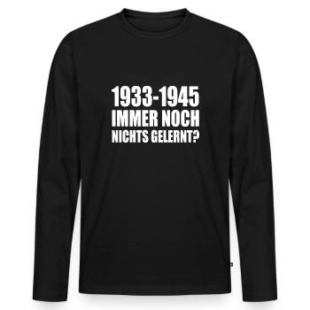 1933 1945 encore rien appris - T-shirt manches longues Premium bio Homme - noir - Devant - Nico (187cm)