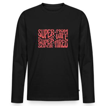 Super Maman Objectifs Vie Mère - T-shirt manches longues Premium bio Homme - noir - Devant - Nico (187cm)