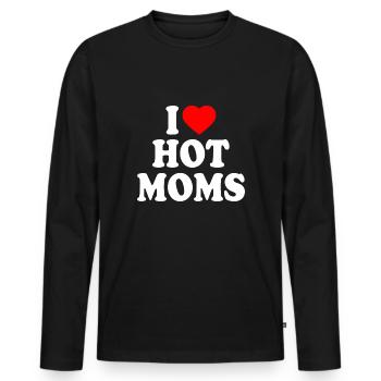 I love hot moms - Männer Premium Bio Langarmshirt - Schwarz - Vorne - Nico (187cm)
