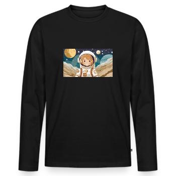 Illustration einer Astronautin - Männer Premium Bio Langarmshirt - Schwarz - Vorne - Nico (187cm)