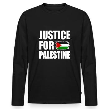 Justice for palestine - Men's Premium Organic Long Sleeve Shirt - black - Front - Nico (187cm)