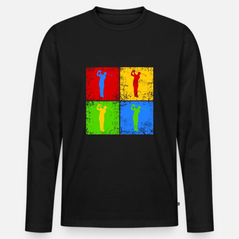 Golfspieler Golf golfen Golfer Pop-Art - Männer Premium Bio Langarmshirt - Schwarz