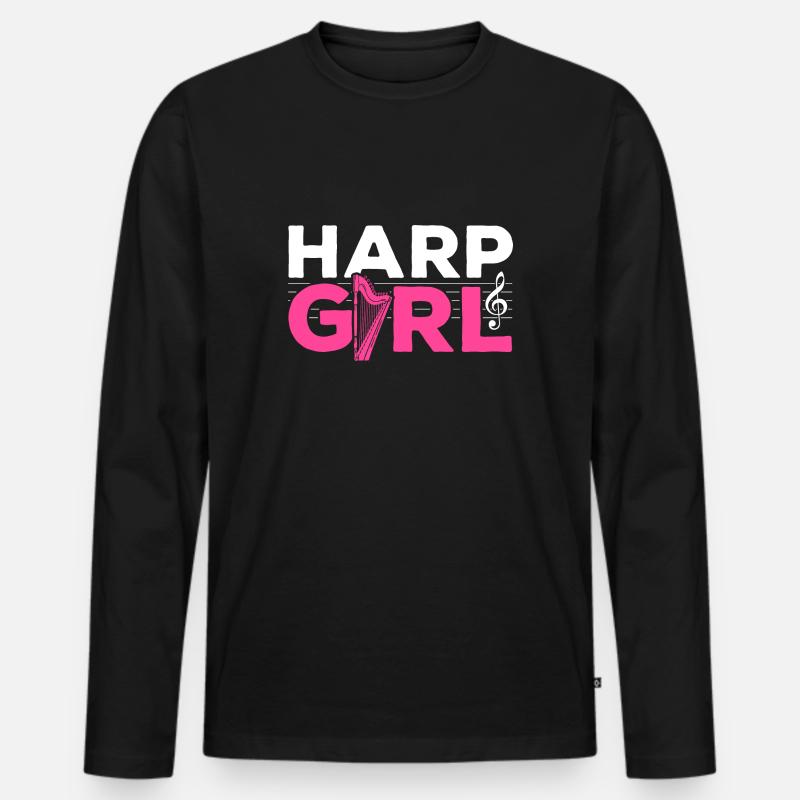 Harfenmädchen Harfen - Männer Premium Bio Langarmshirt - Schwarz