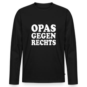 Opas gegen rechts - Männer Premium Bio Langarmshirt - Schwarz - Vorne - Nico (187cm)