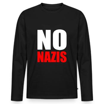 No nazis - Men's Premium Organic Long Sleeve Shirt - black - Front - Nico (187cm)