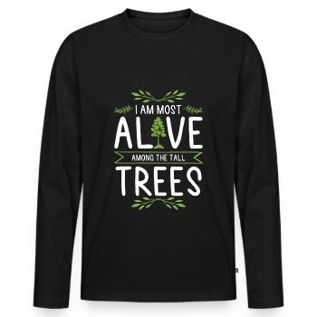 Natur Baum Bäume - Männer Premium Bio Langarmshirt - Schwarz - Vorne - Nico (187cm)