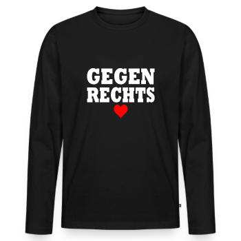 Gegen rechts - Männer Premium Bio Langarmshirt - Schwarz - Vorne - Nico (187cm)