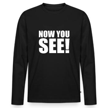 Now you see - Männer Premium Bio Langarmshirt - Schwarz - Vorne - Nico (187cm)