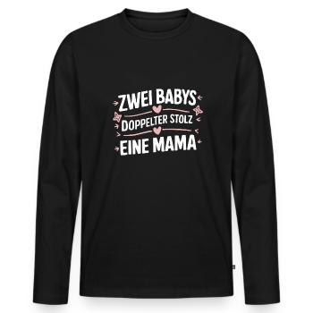 Zwei Babys doppelter stolz eine Mama - Männer Premium Bio Langarmshirt - Schwarz - Vorne - Nico (187cm)
