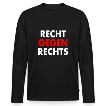 Recht gegen rechts - Männer Premium Bio Langarmshirt - Schwarz - Vorne - Nico (187cm)