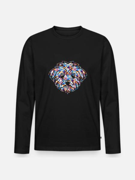 Cute Maltese Geometric - Men's Premium Organic Long Sleeve Shirt - black