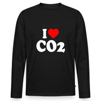 I love co2 - T-shirt manches longues Premium bio Homme - noir - Devant - Nico (187cm)