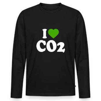 I love co2 - T-shirt manches longues Premium bio Homme - noir - Devant - Nico (187cm)